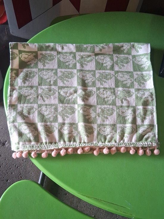 Threshold Other - Threshold  Checkered Bunny Kitchen Towel with Pink Pom Accent and Wooden Bunny